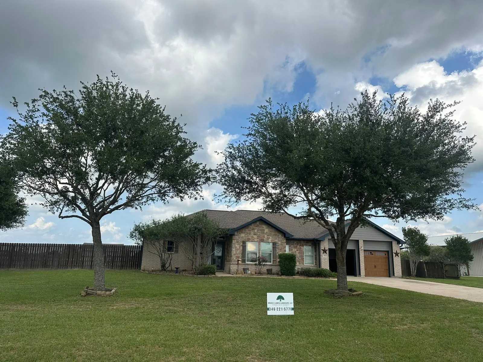 Wide completed view of mature trees at a residential property